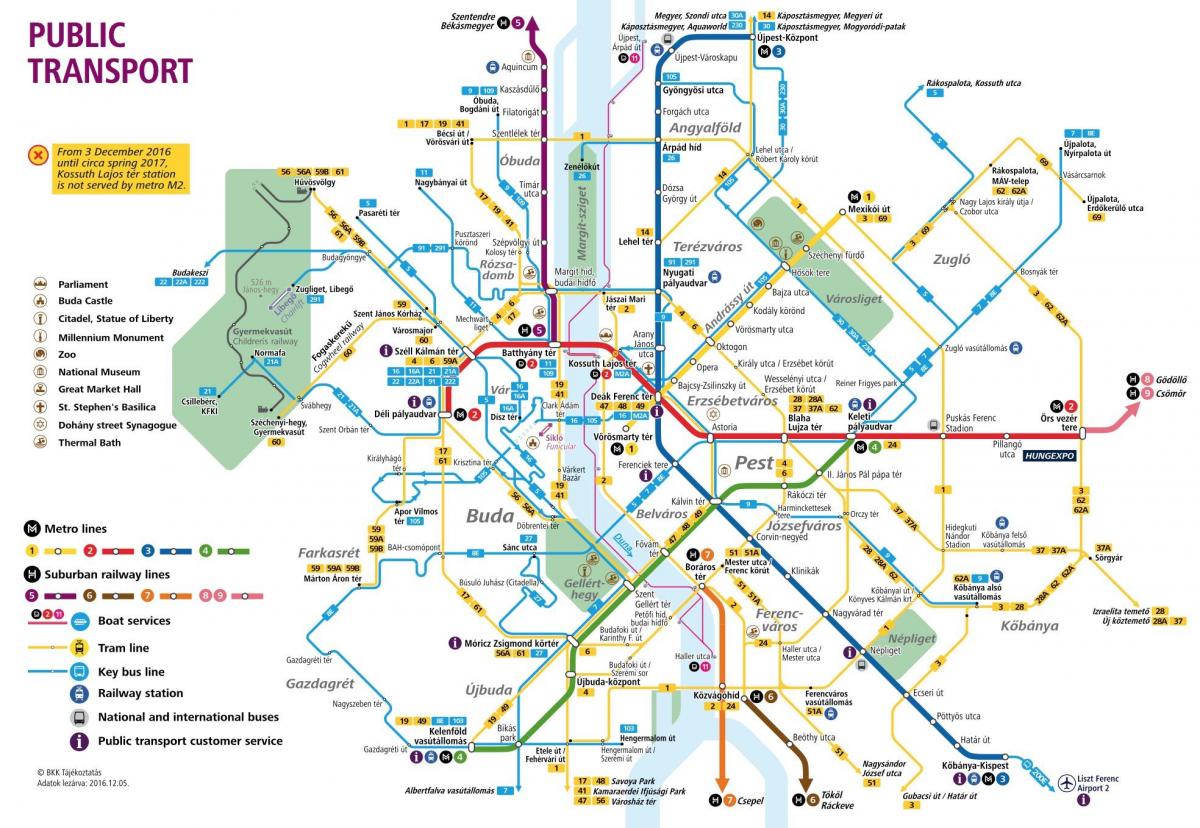 térkép a budapesti tömegközlekedés