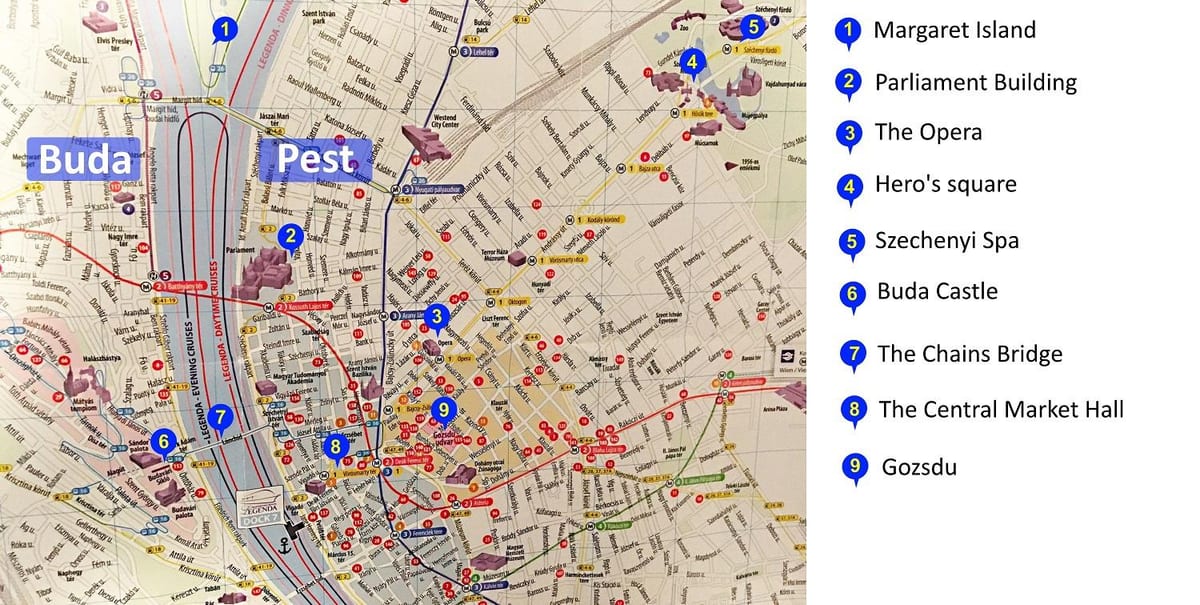 budapest látványosságok térkép