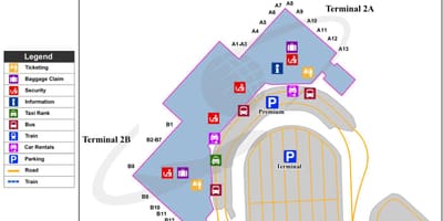 A Budapest airport térkép terminál 2a