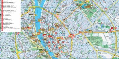 Budapest város idegenforgalmi térkép