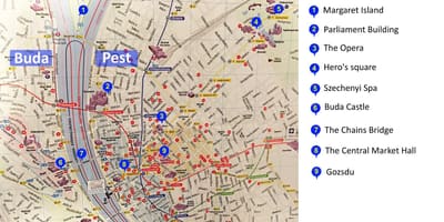 Budapest látványosságok térkép